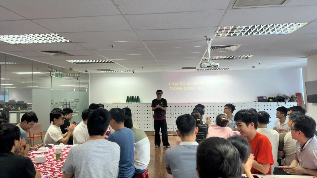 Office presentation with a speaker and audience